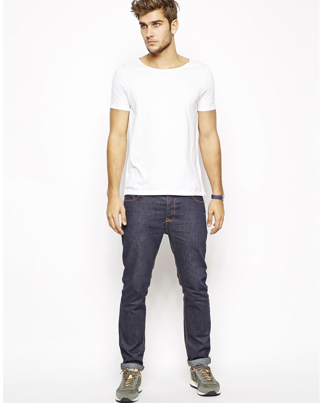 ASOS T Shirt With Wide Boat Neck in White for Men Lyst Canada