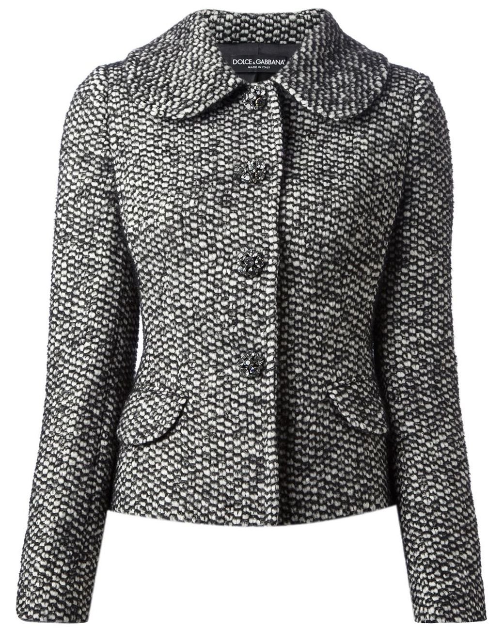 Dolce & Gabbana Tweed Jacket in Black | Lyst
