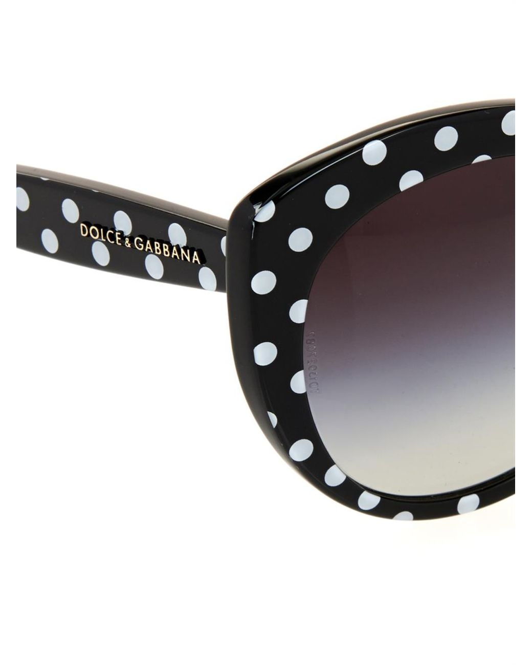 Dolce & Gabbana Polka-Dot Round-Framed Sunglasses in Black | Lyst