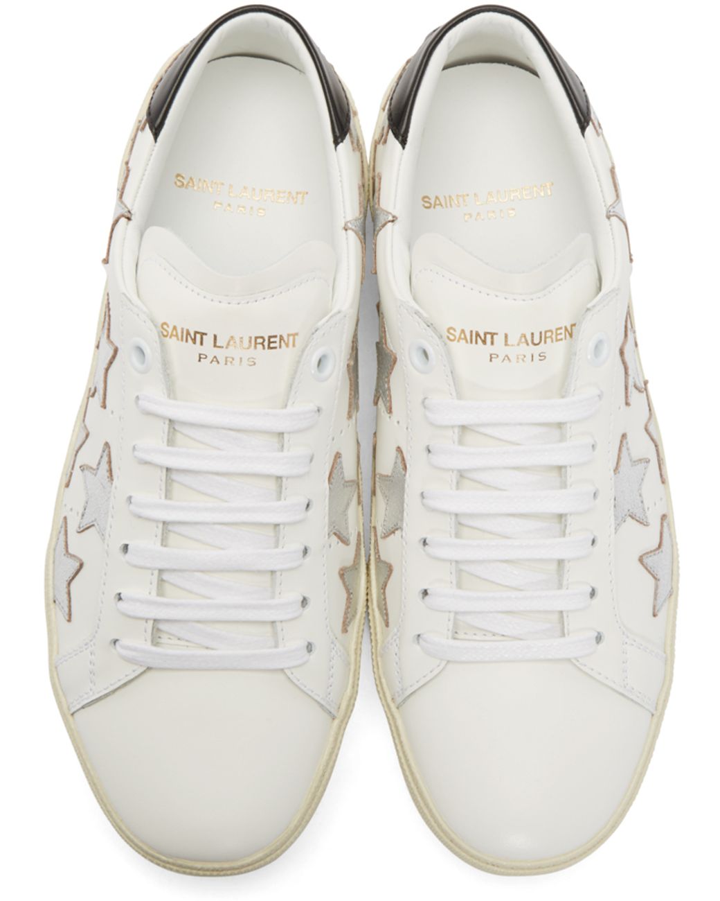 Saint Laurent White & Silver Stars Court Classic Sneakers | Lyst display picture 1