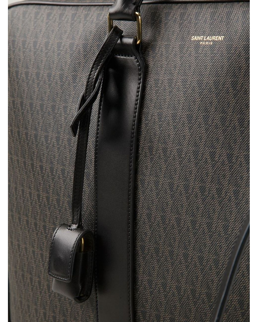 SAINT LAURENT Leather-Trimmed Monogrammed Coated-Canvas Messenger