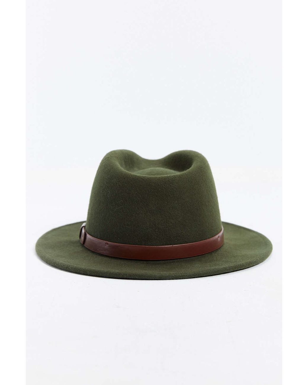 Brixton Wool Messer Fedora Hat in Green 