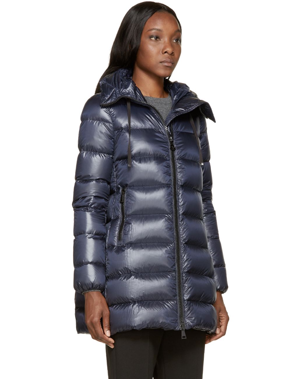 Moncler Synthetic Navy Lightweight Down Suyen Coat in Blue | Lyst