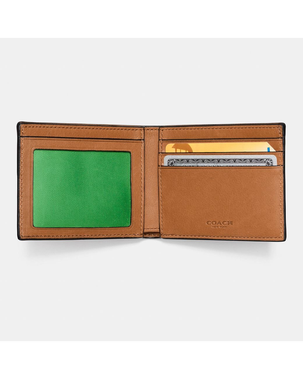 COACH Slim Billfold Id Wallet In Sport Calf Leather in Green for Men