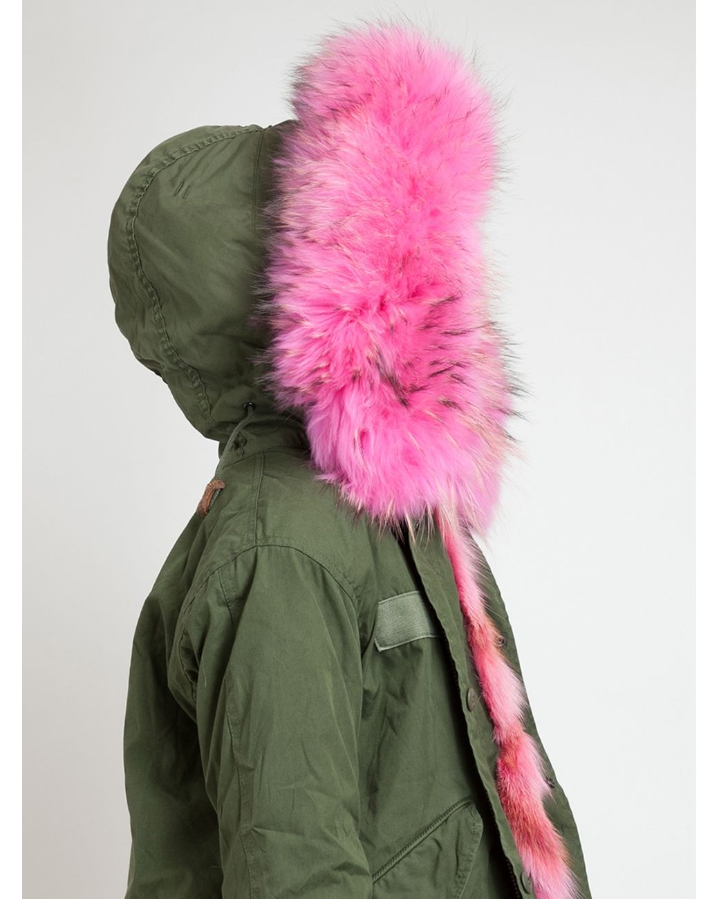 Mr & Mrs Italy Pink Fur Lined Parka Jacket in Green | Lyst