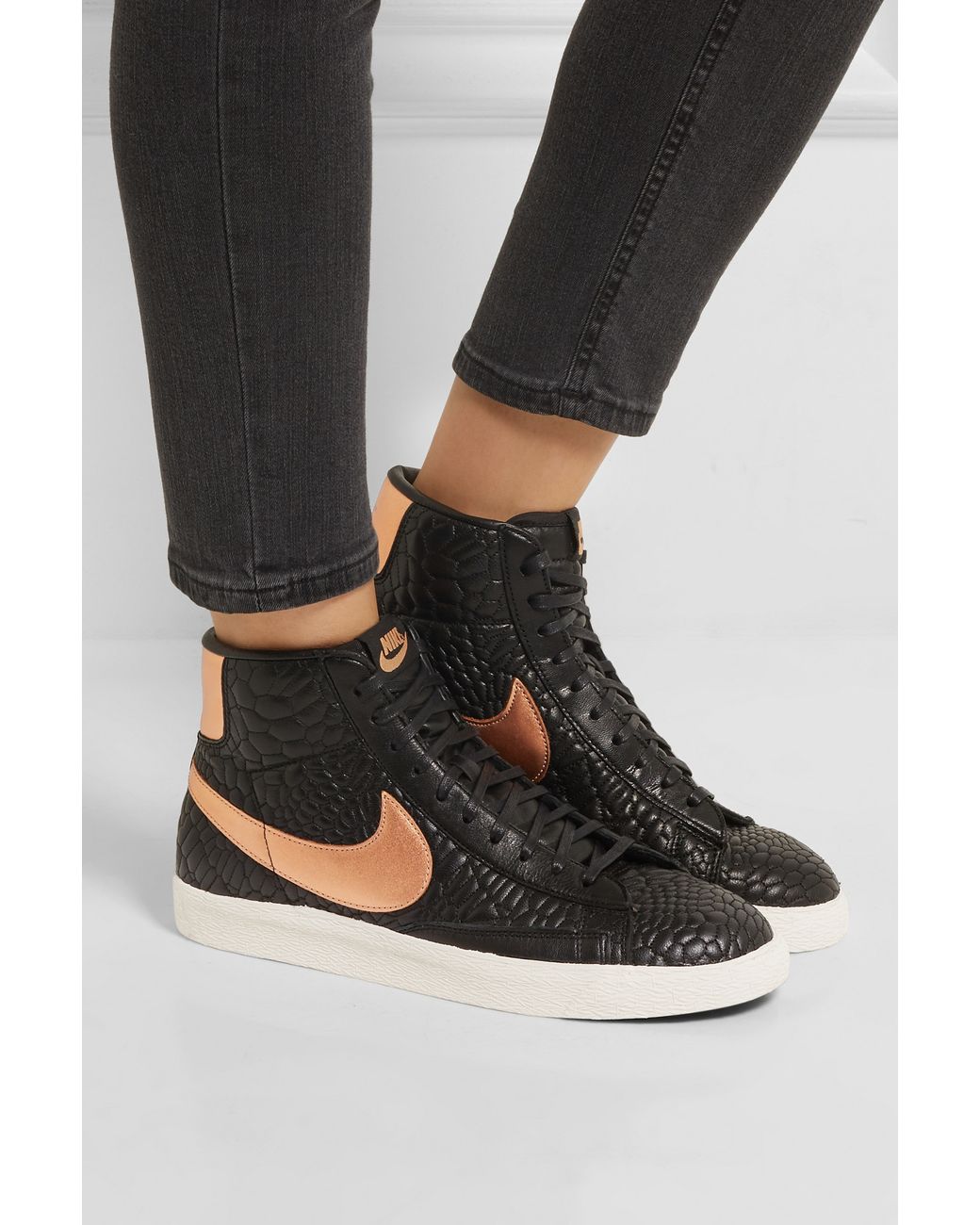 Nike - Blazer Croc-effect Leather High-top Sneakers - Black | Lyst UK