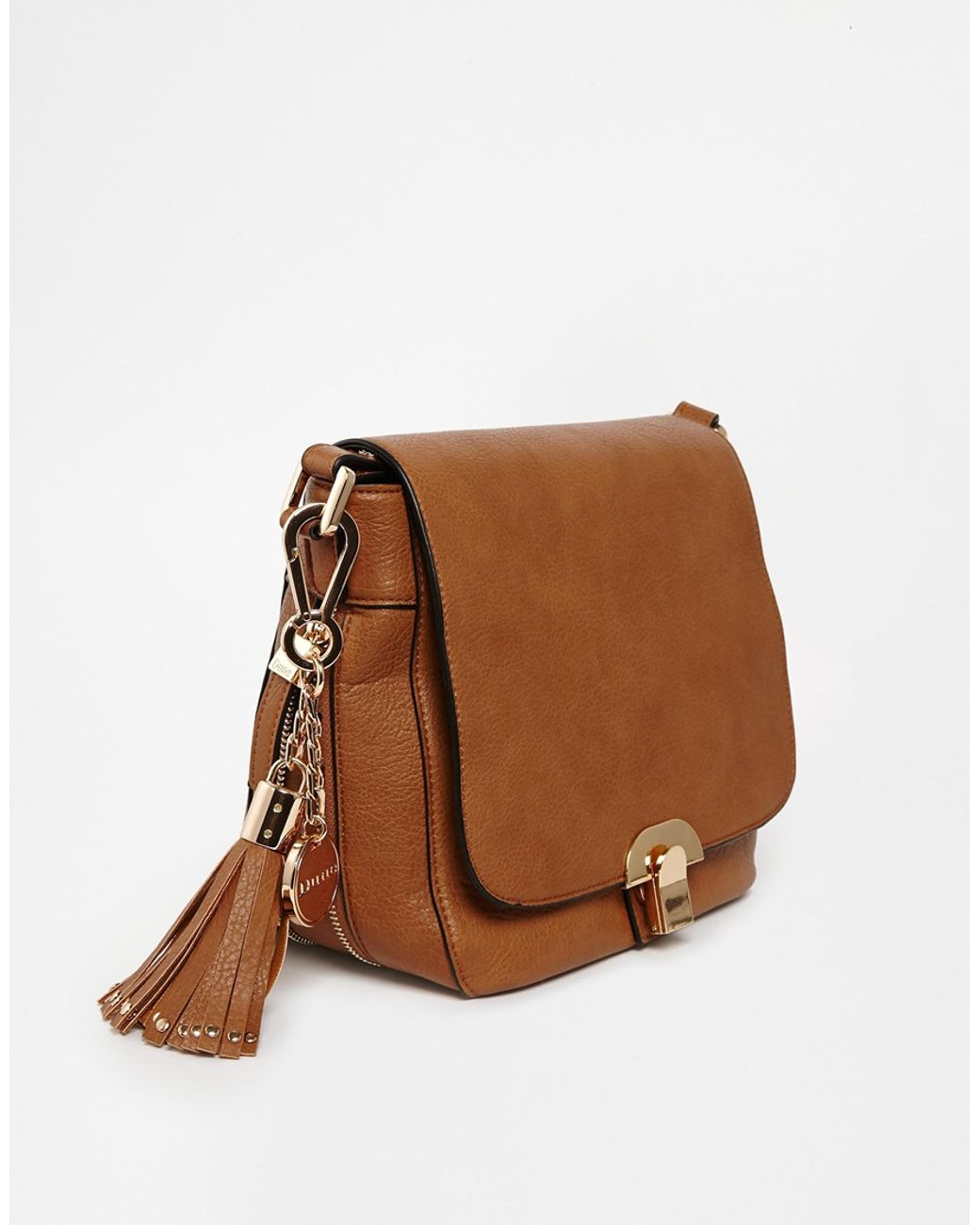 Dune Tan Cross Body Bag with Detachable Tassle in Brown | Lyst