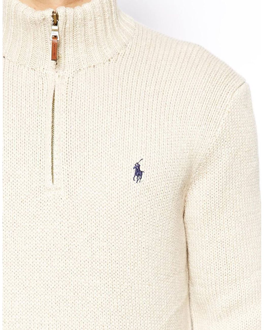 Polo Ralph Lauren Cotton Half-Zip Sweater in Natural for Men | Lyst