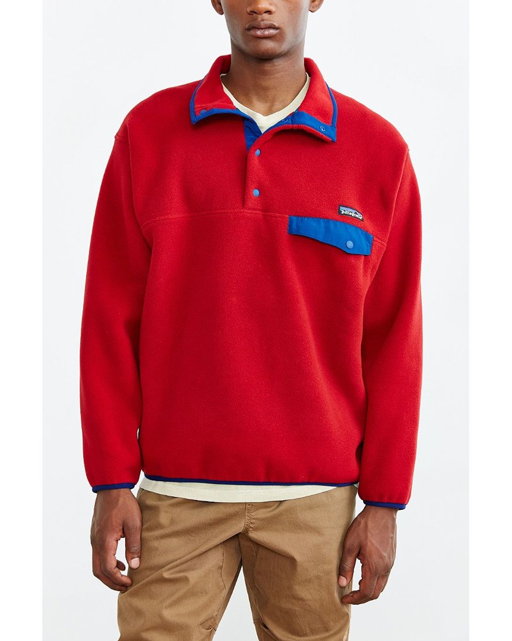 Patagonia Synchilla Snap-t Fleece Pullover Jacket in Red | Lyst
