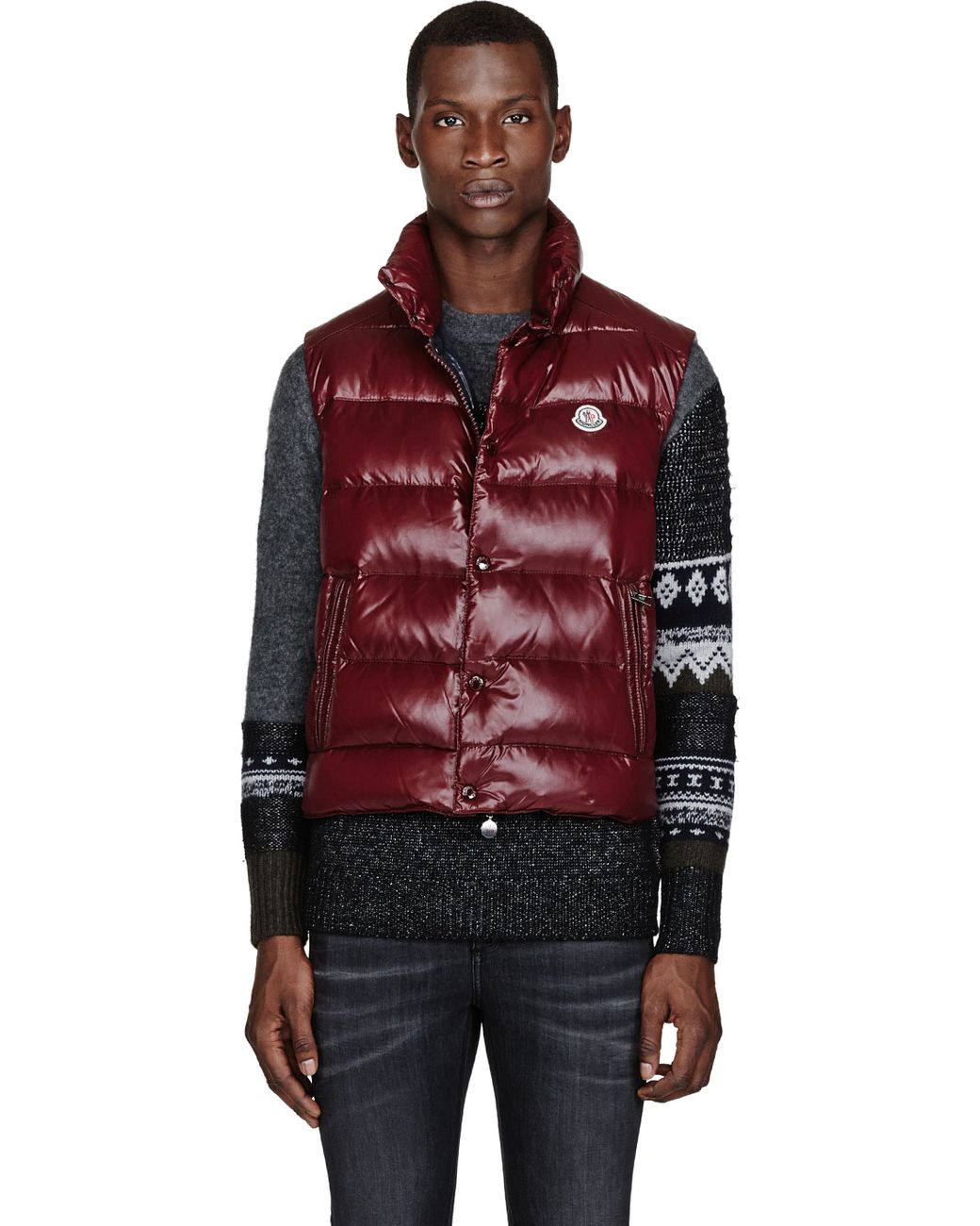 moncler shiny puffer jacket with fur hood