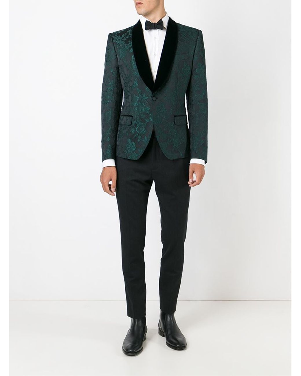 Dolce & Gabbana Embroidered Floral Lace Tuxedo Jacket in Black for Men ...