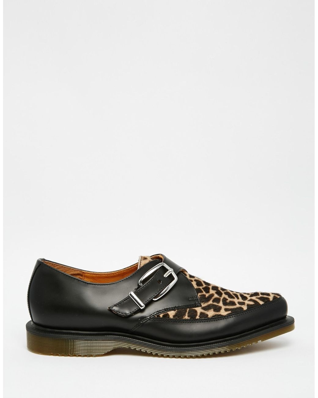 Dr. Martens Archive Hawley Leopard Monk Strap Creeper Black for