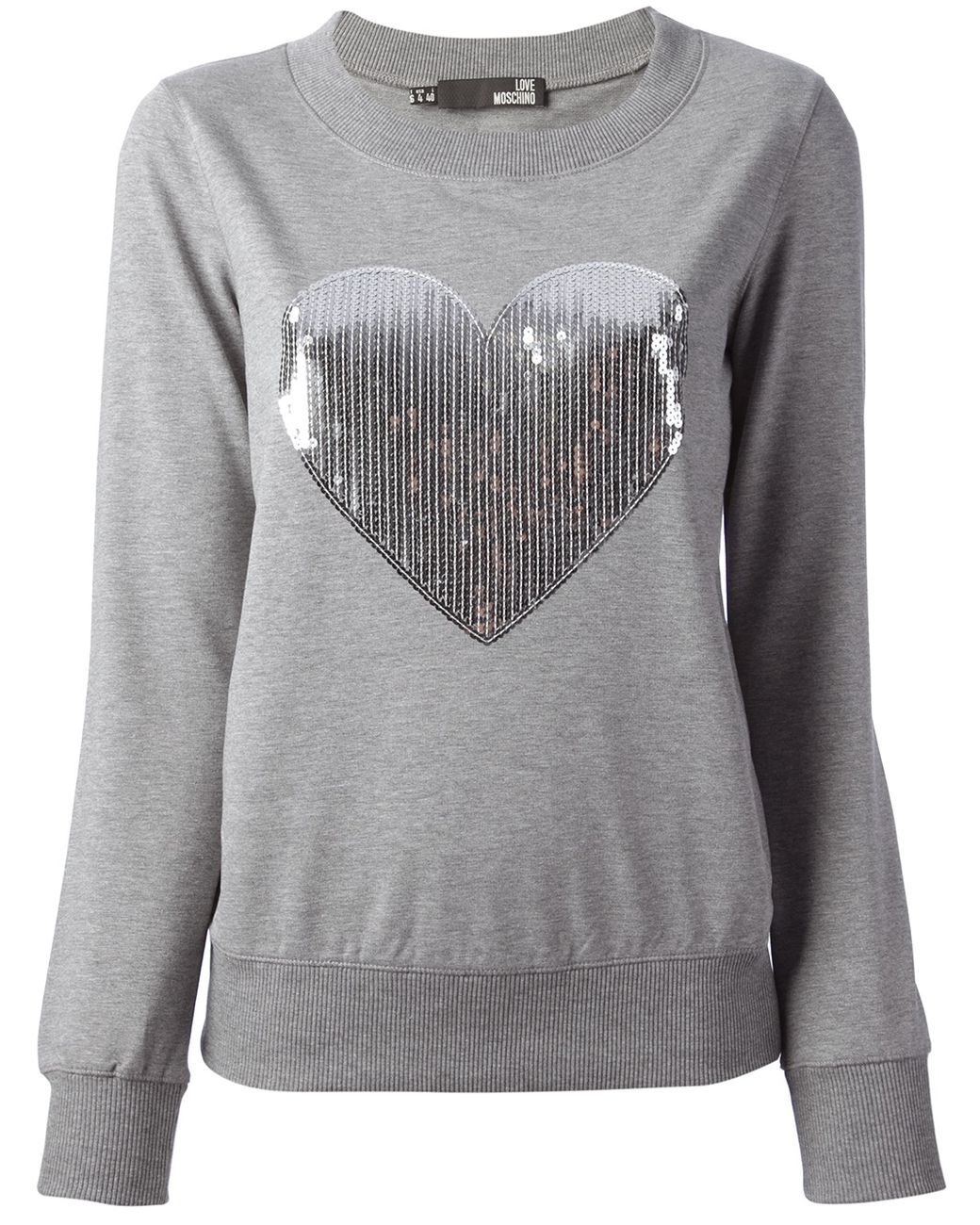 Love Moschino Sequin Heart Sweatshirt in Grey (Gray) | Lyst