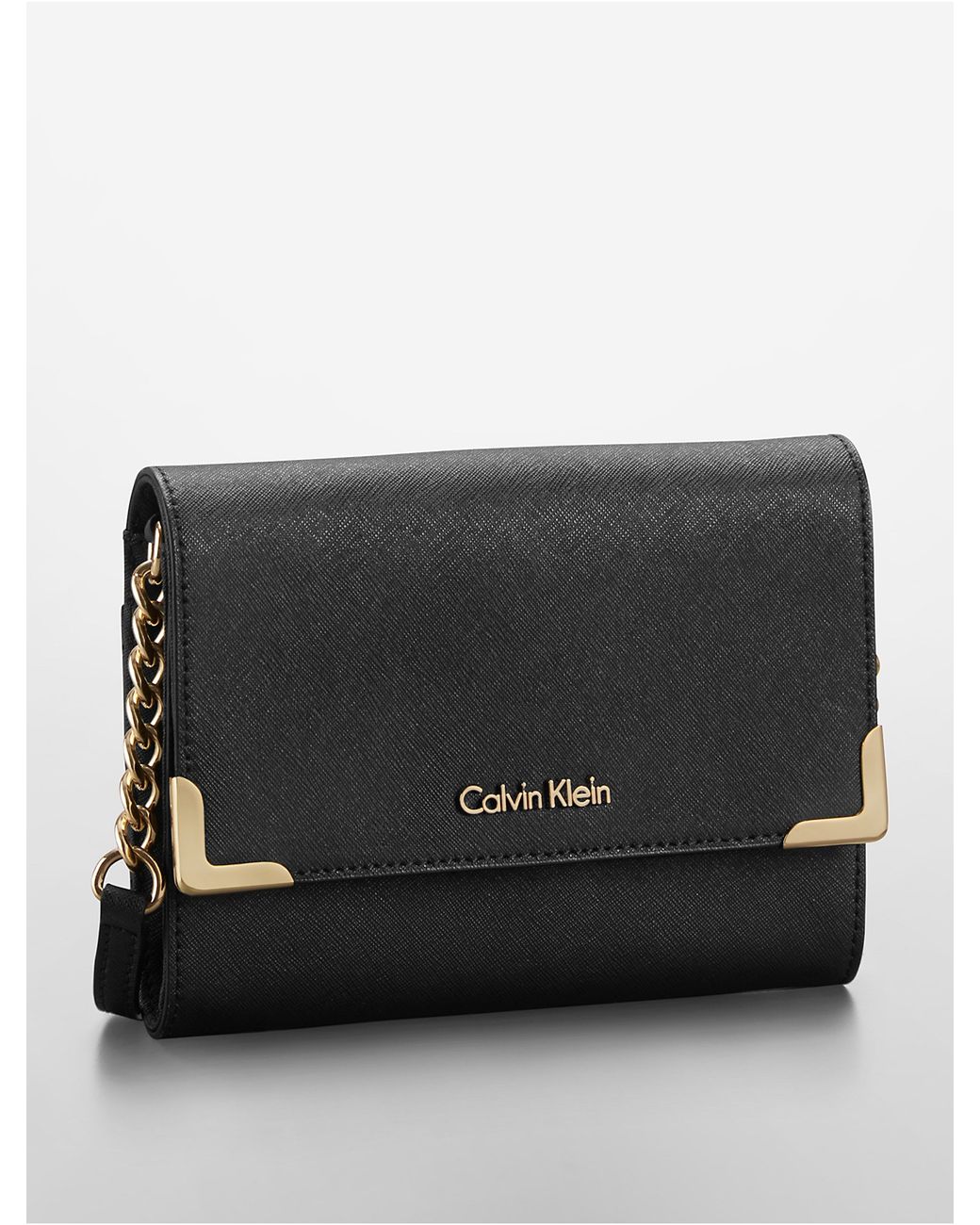 beklimmen ego Kiezen Calvin Klein Saffiano Leather Crossbody Bag in Black | Lyst