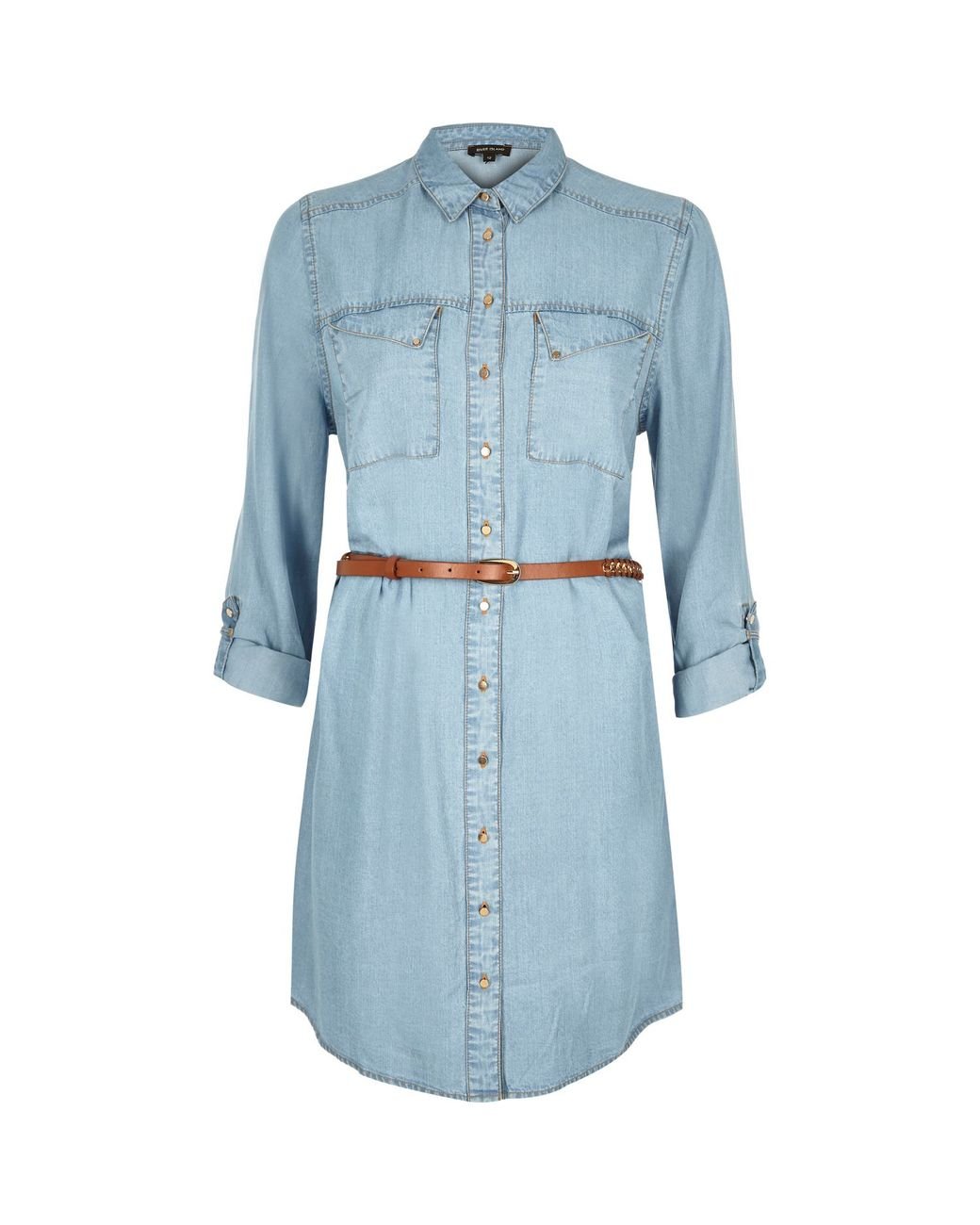 River Island Light Blue Denim Shirt Dress Lyst