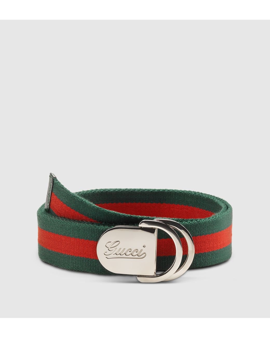 Gucci Web Belt With Signature Buckle in Green for Men Lyst