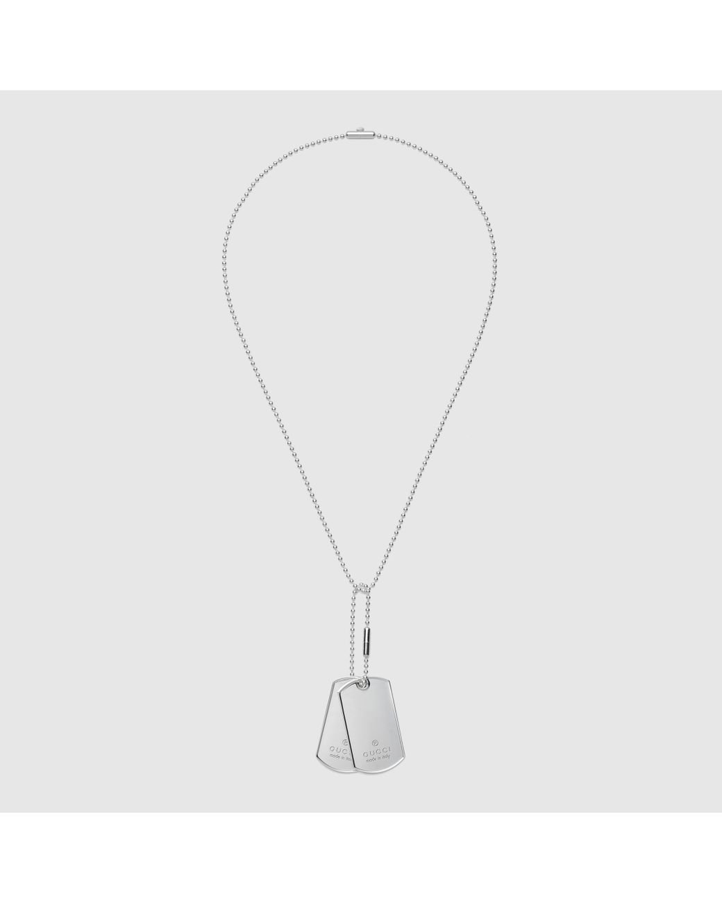 Gucci silver dog tag necklace on sale