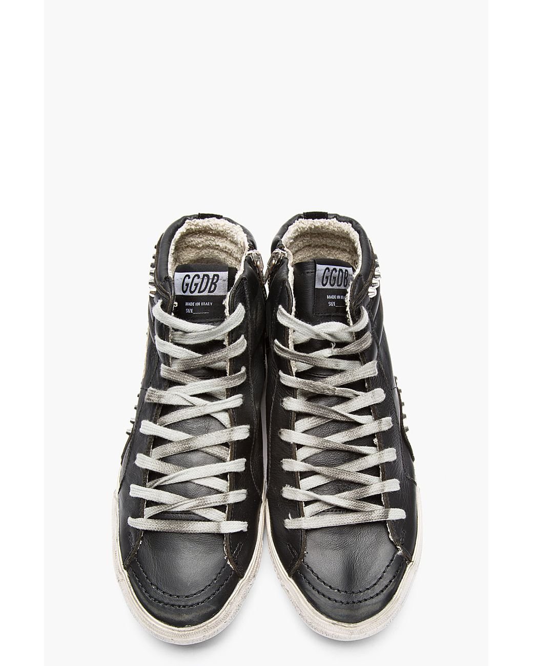 Golden goose black leather studded best sale slide sneakers