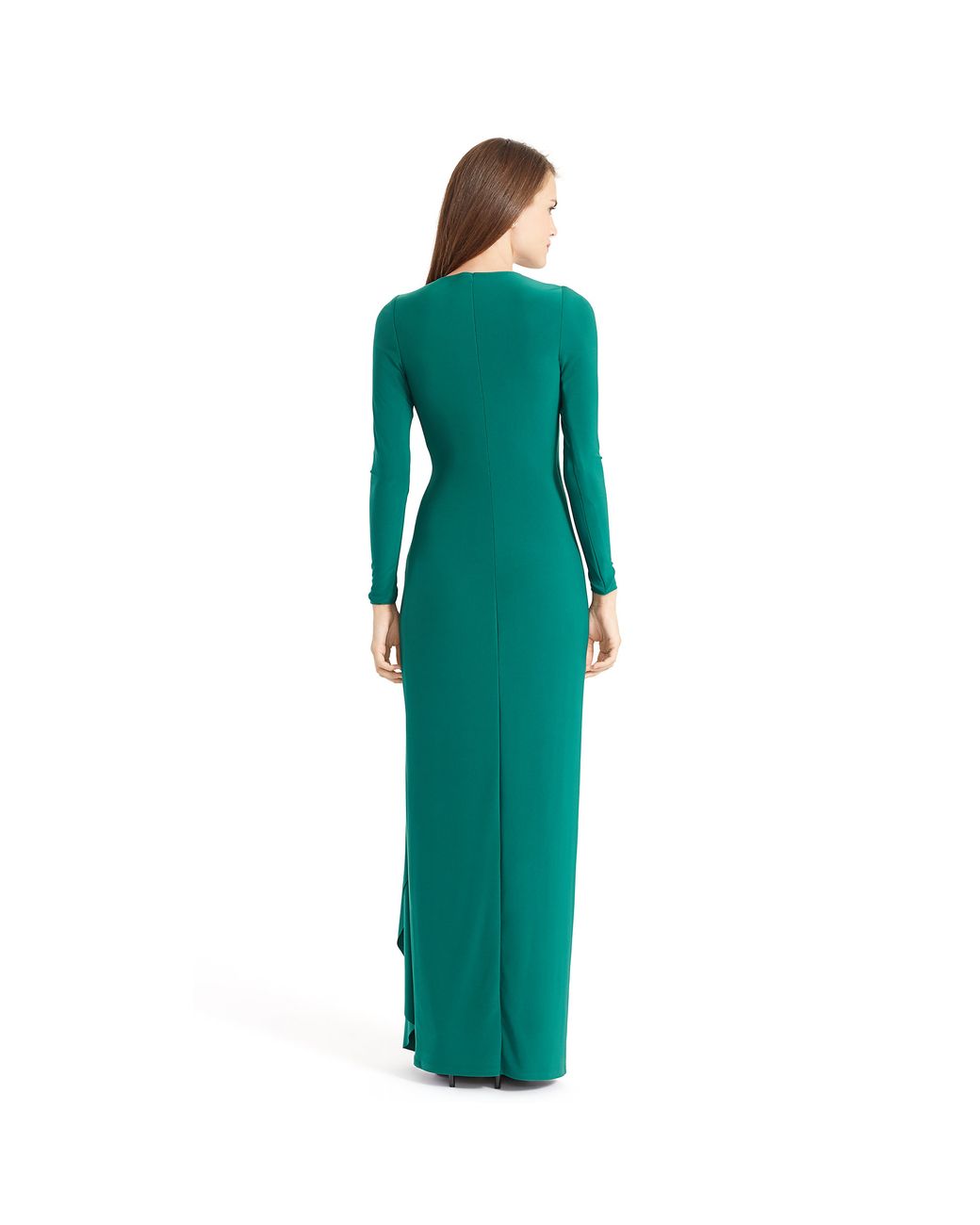 ralph lauren brooch jersey gown