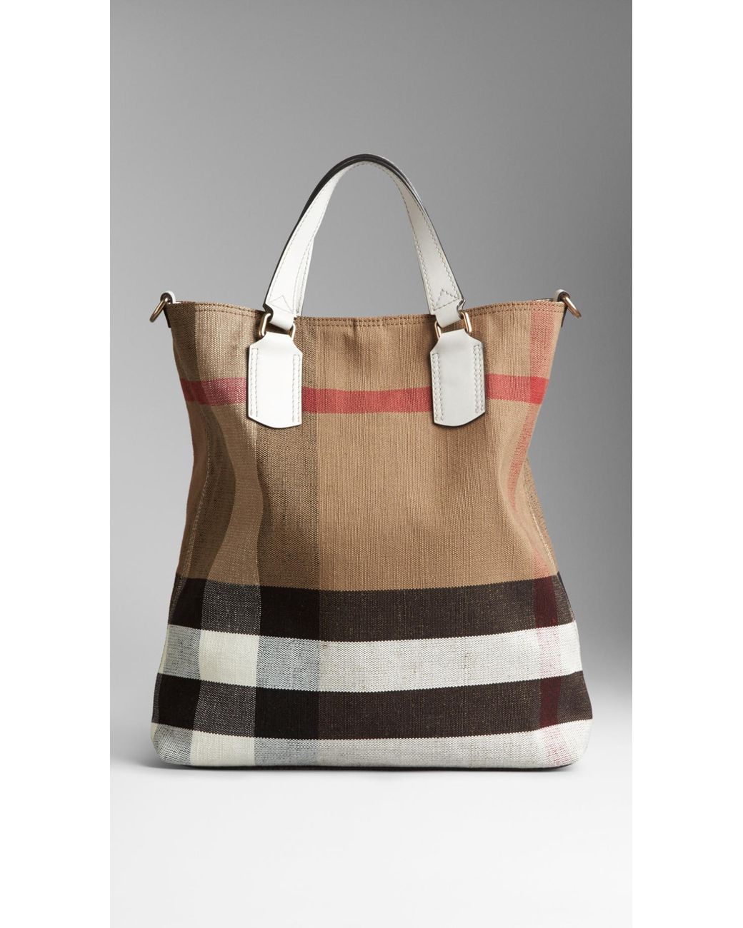 lige ud Demokrati fortryde Burberry Medium Canvas Check Tote Bag in Brown | Lyst
