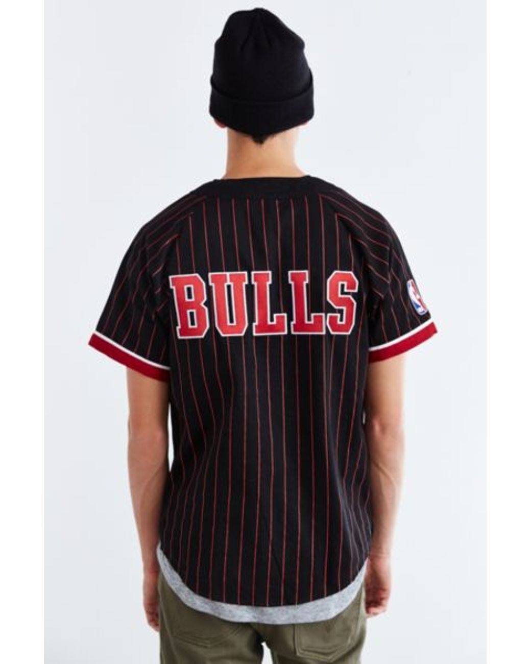 Mitchell & Ness Nba Chicago Bulls Baseball Jersey in Black for Men | Lyst
