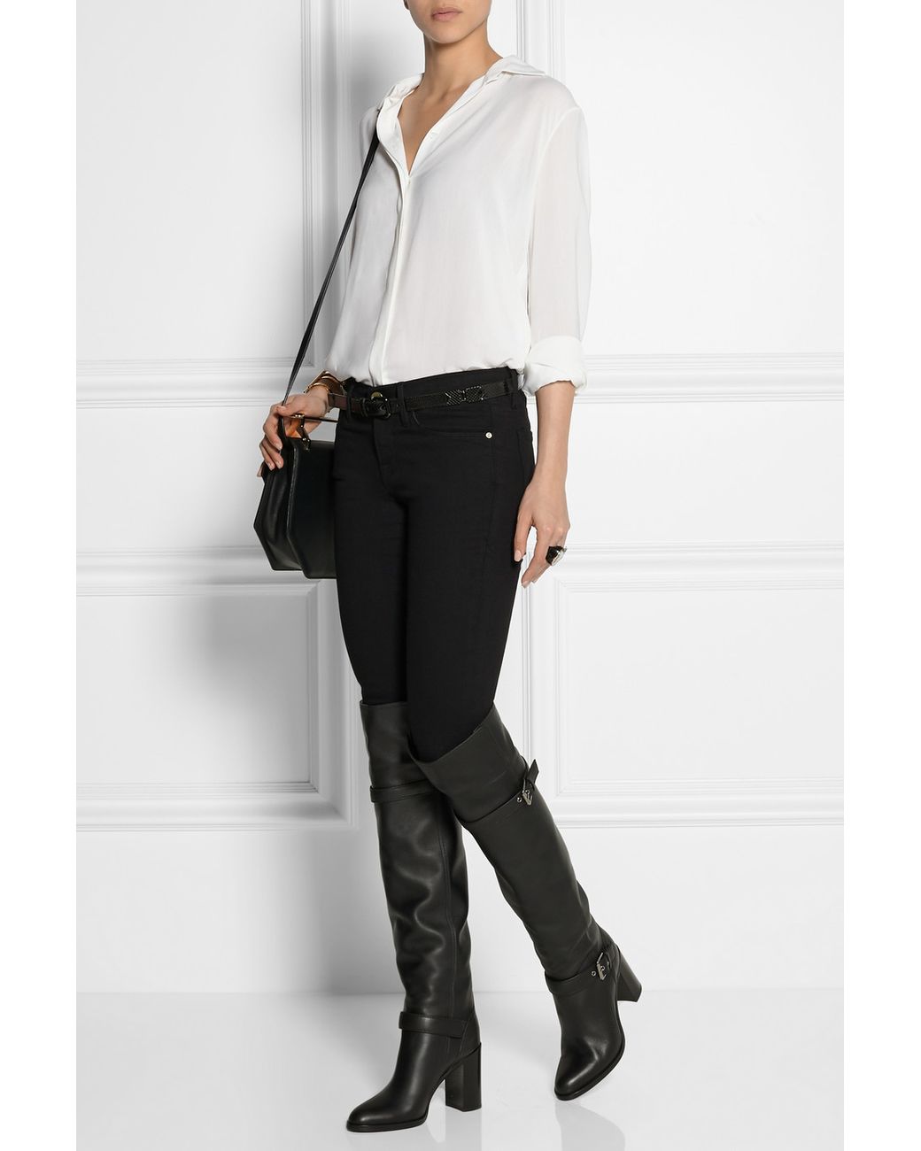 Gianvito Rossi Leather Over-The-Knee Boots in Black | Lyst