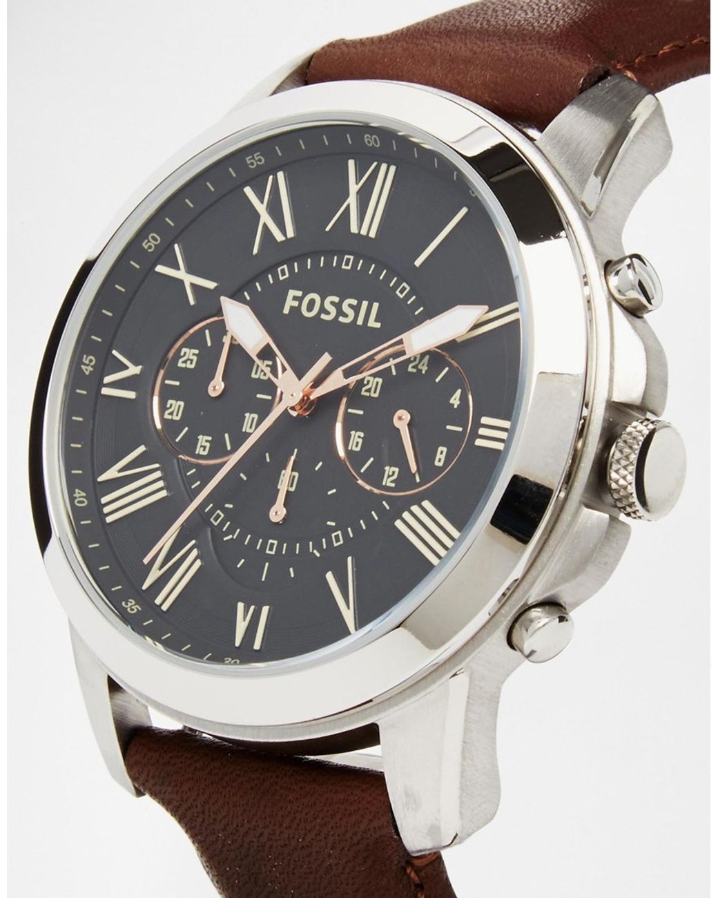Fossil Grant Leather Strap Watch Fs4813 