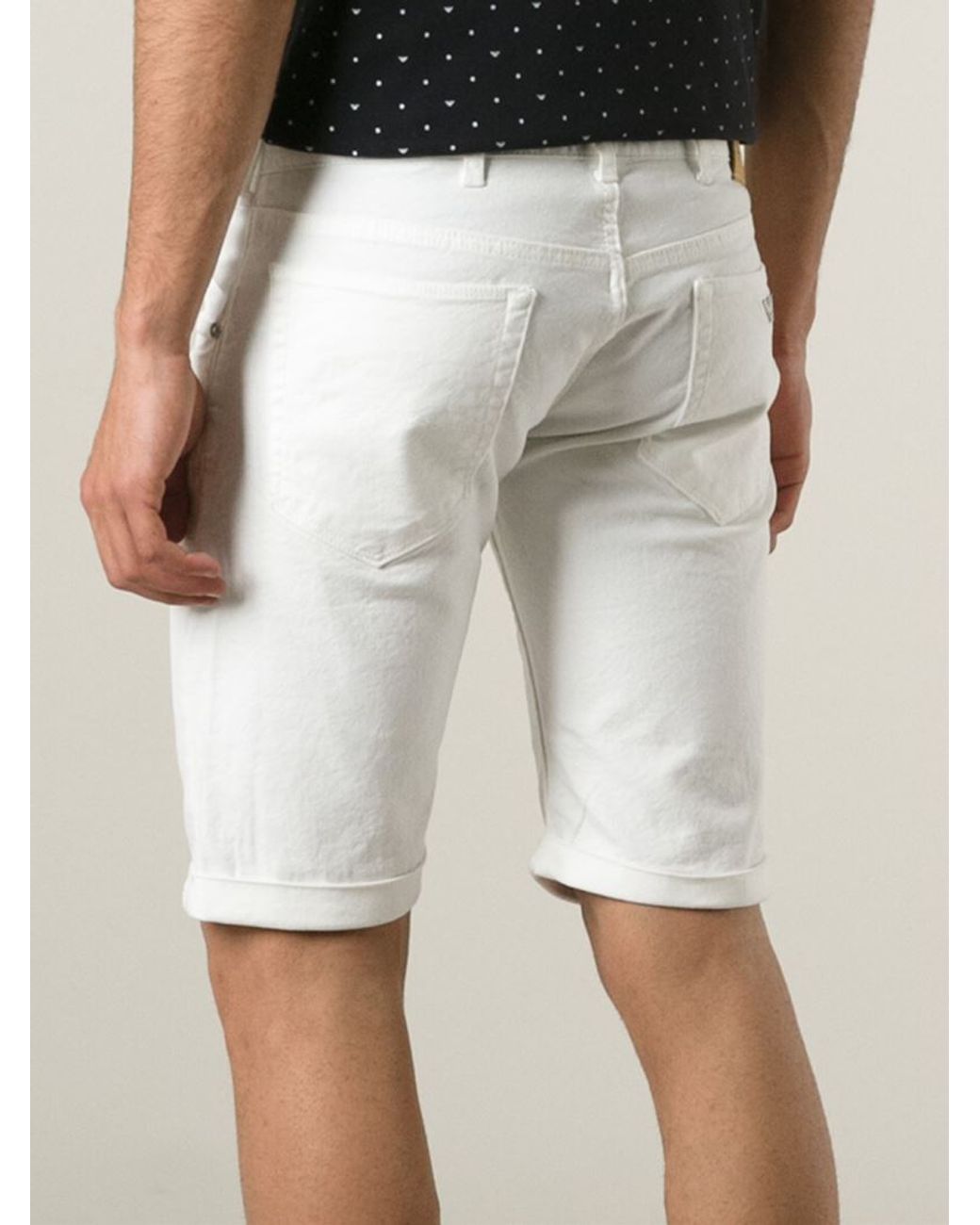 effect De andere dag kleding Armani Jeans Slim Fit Denim Shorts in White for Men | Lyst