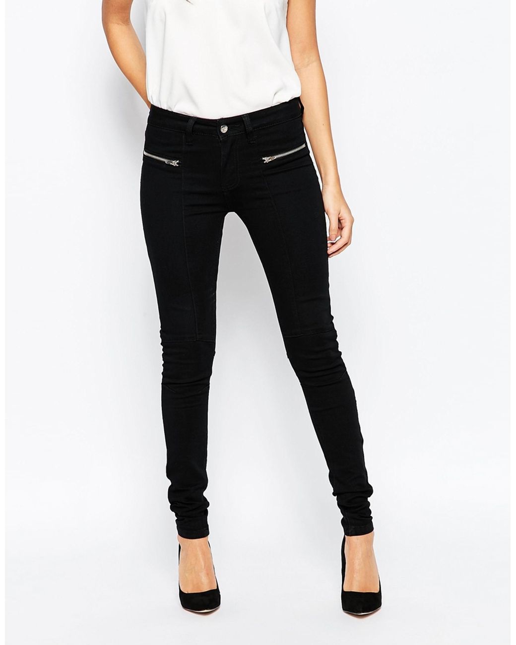 Madam Rage Skinny Jeans With Zip Pocket in Black | Lyst