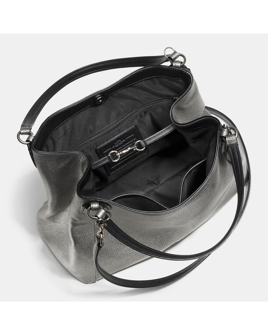 COACH Edie Shoulder Bag 28 Metallic Pebble Leather in Black Lyst