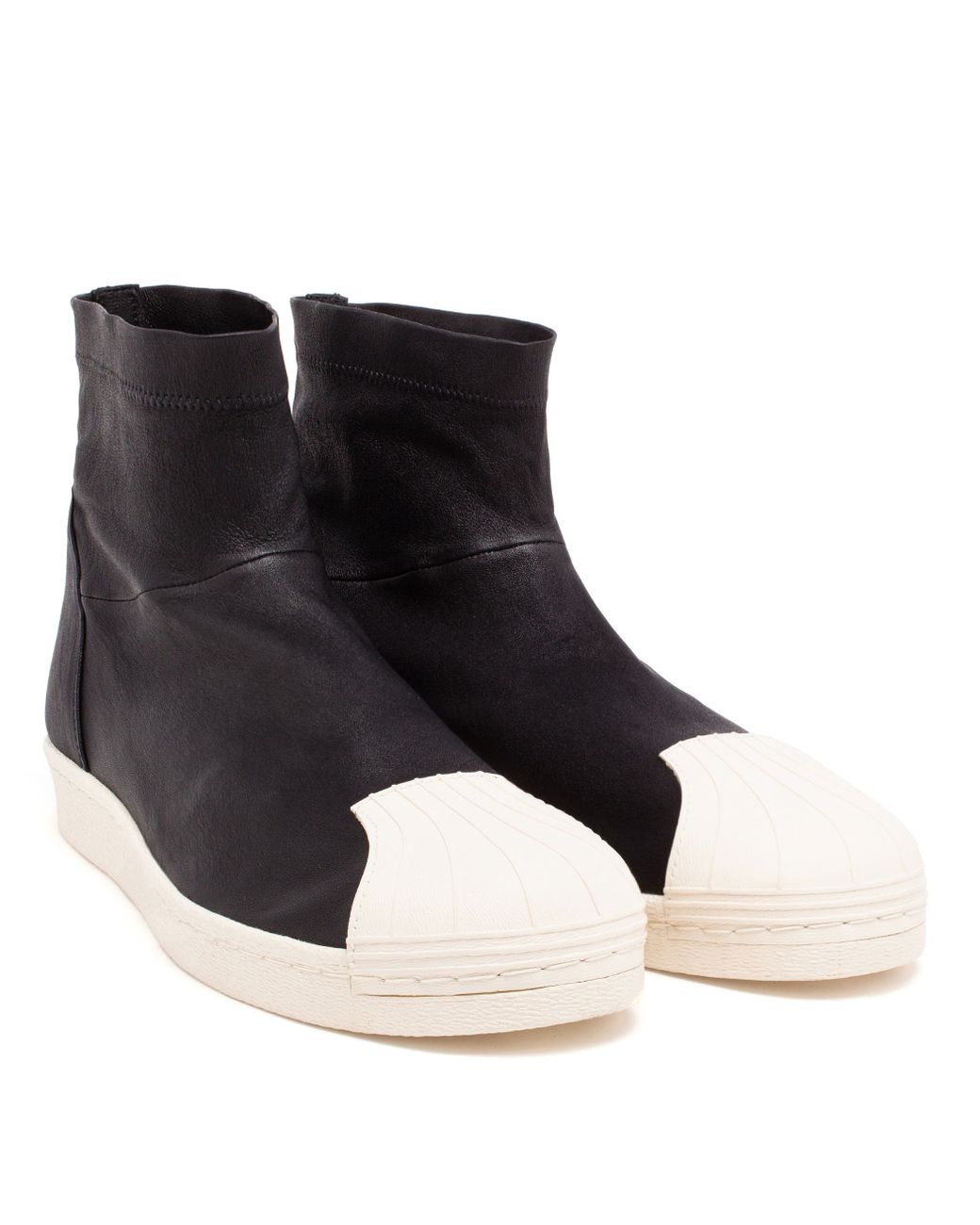 Rick Owens X Adidas 'superstar' Stretch Leather Ankle Boots in Black | Lyst  Australia