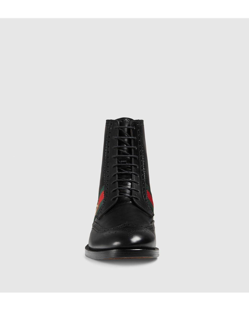 Gucci Leather Boot With Bee Web in Black for Men | Lyst