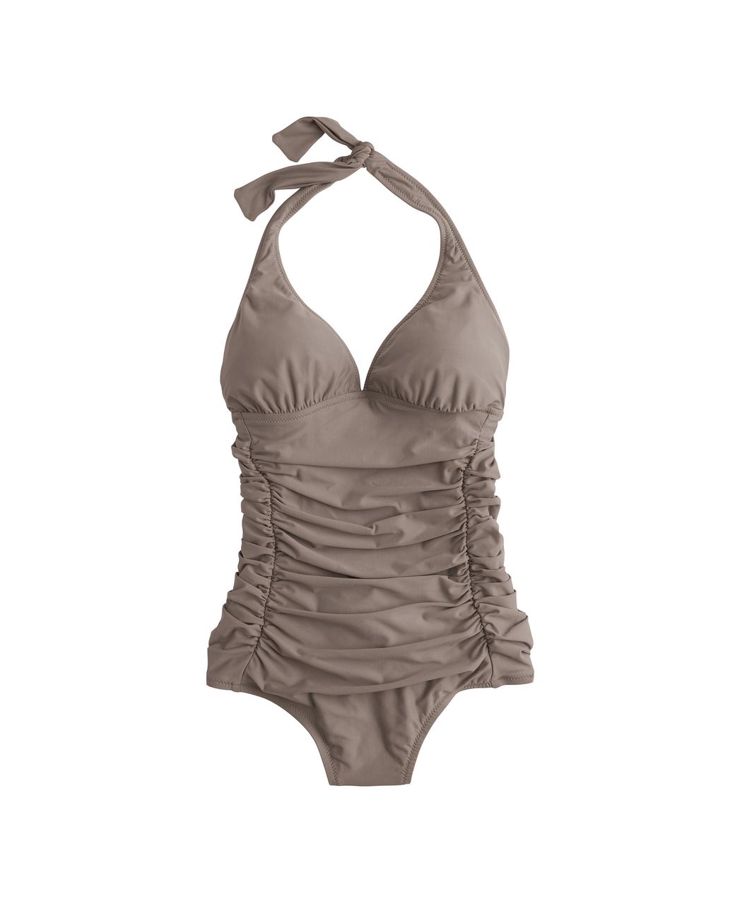 J.Crew Synthetic Long Torso Ruched Halter Onepiece Swimsuit in Brown