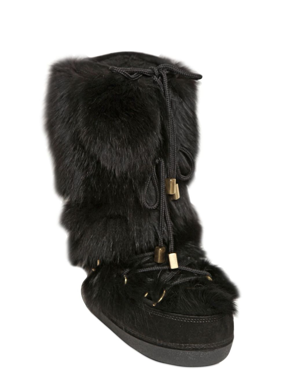 DSquared Fox Fur Suede Snow Boots in Black Lyst