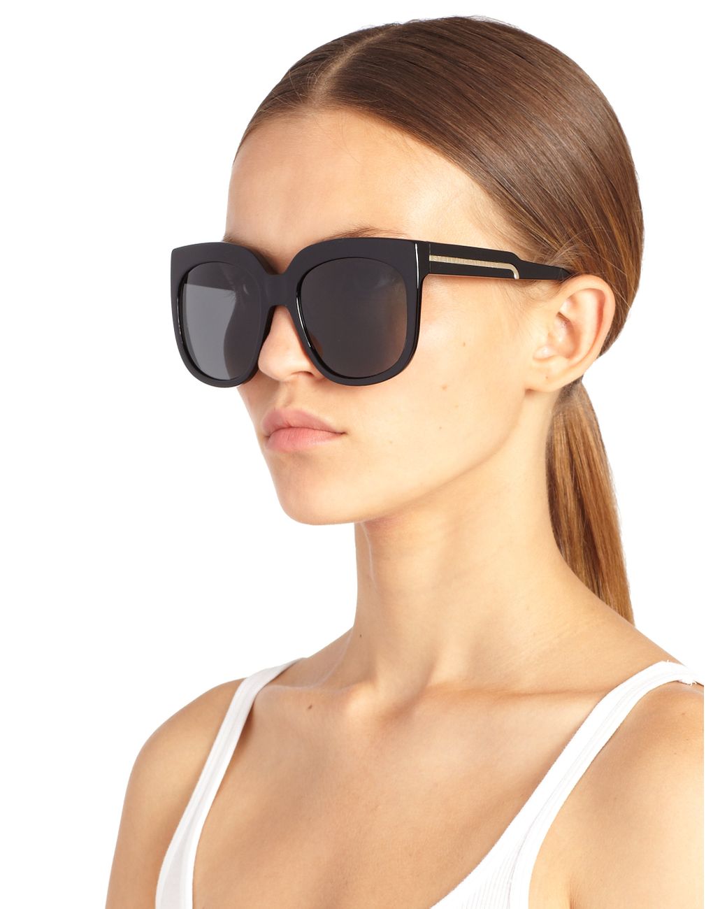 Stella McCartney Women's Black Metal Oversized Round Sunglasses