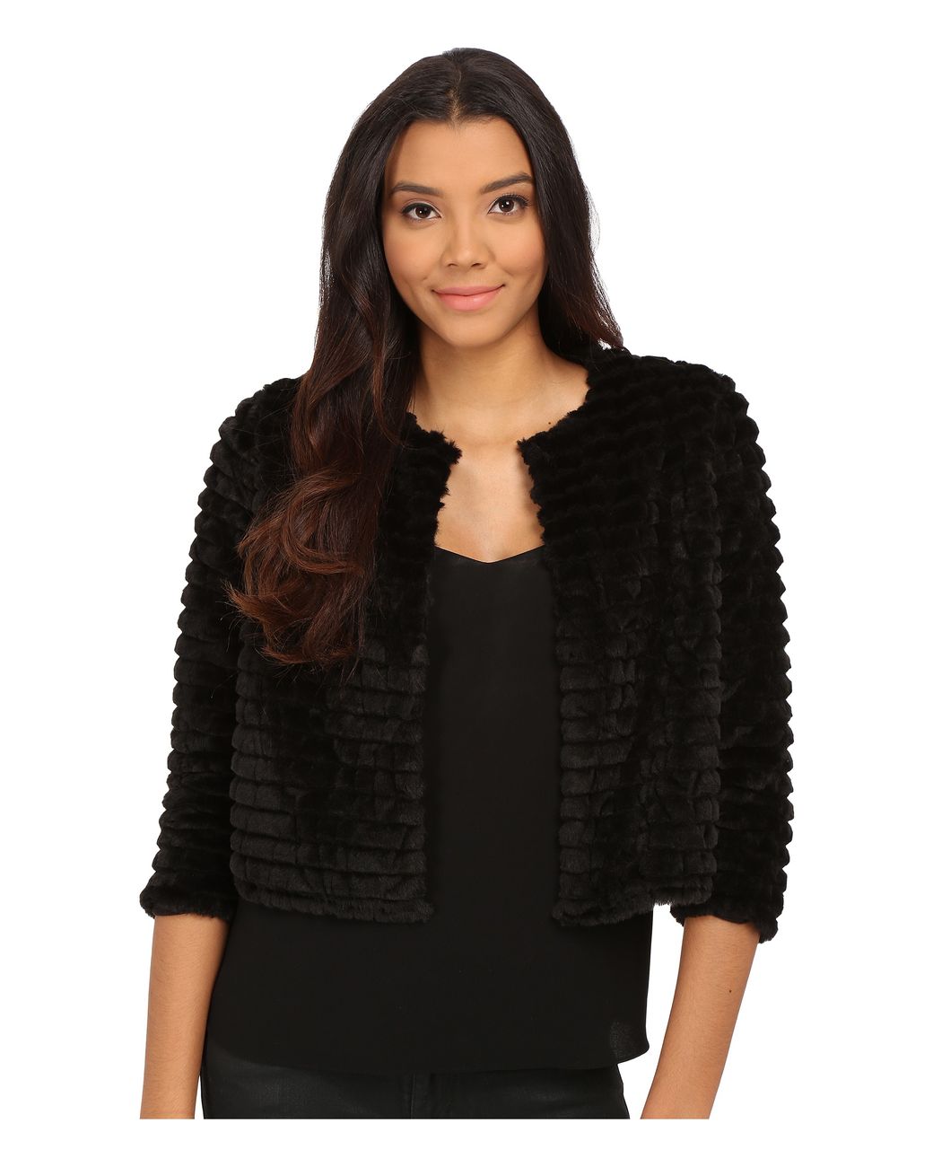 Calvin Klein Faux Fur Shrug in Black Lyst