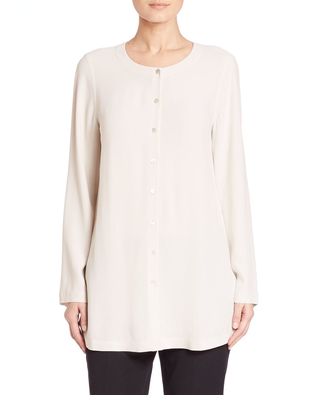 Eileen Fisher Silk Buttondown Shirt in White Lyst