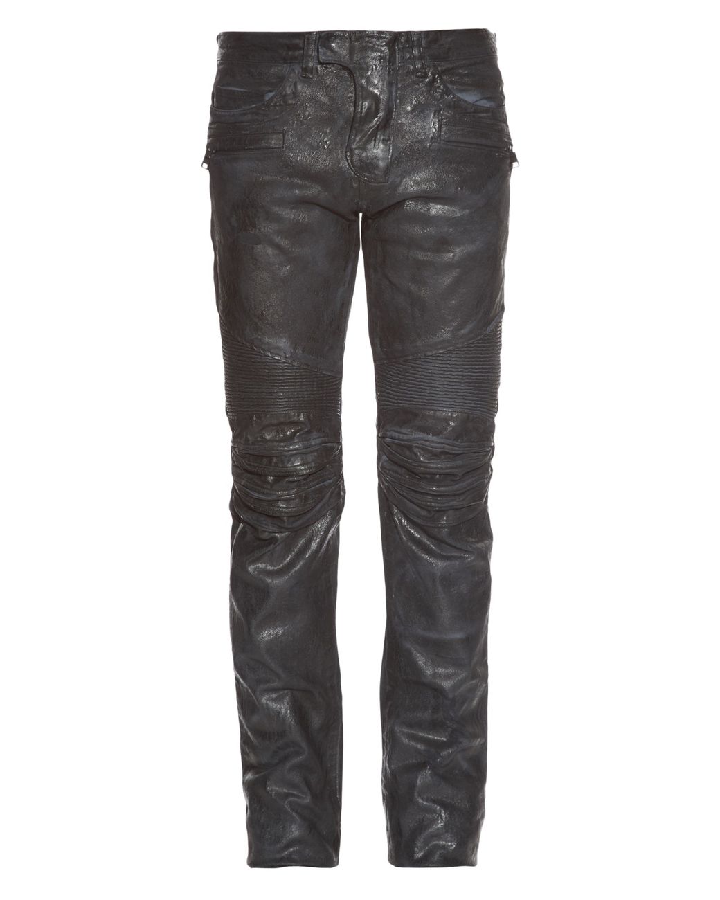 Balmain Biker High-shine Coated-denim Jeans in Black for Men | Lyst Canada