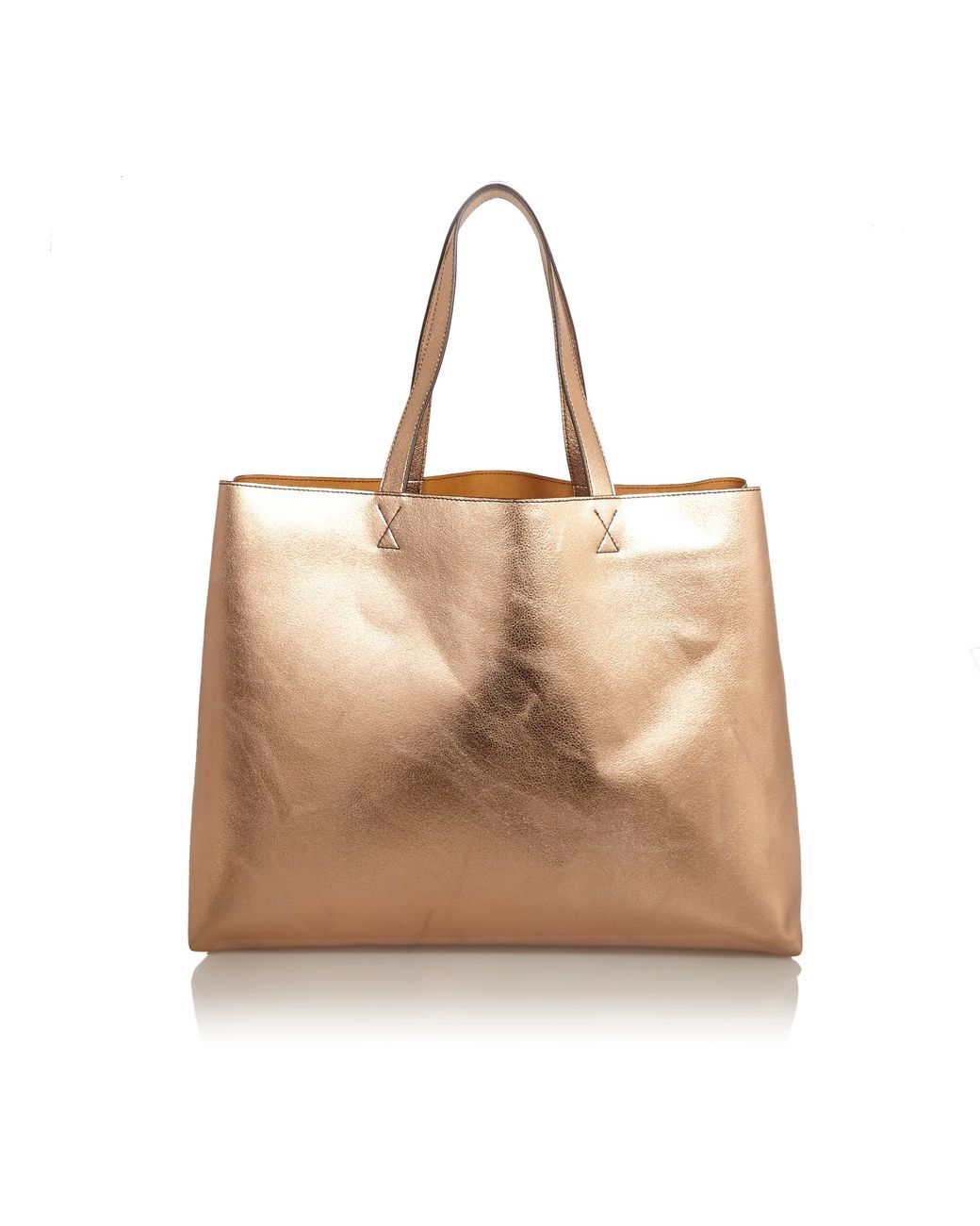 Island Rose Gold Metallic Reversible Pouch Bag in Pink | UK