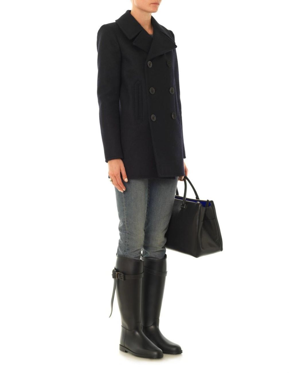 Burberry Belted Equestrian Rain Boots in Black | Lyst Canada