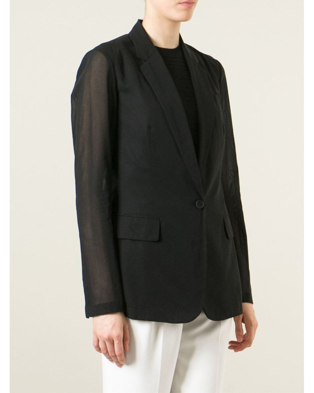 Theory Sheer Sleeve Blazer in Black | Lyst