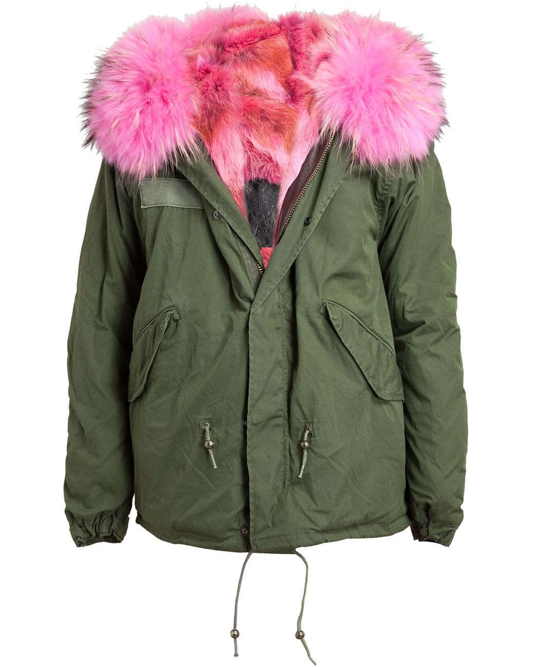 Mr & Mrs Italy Pink Fur Lined Parka Jacket in Green | Lyst