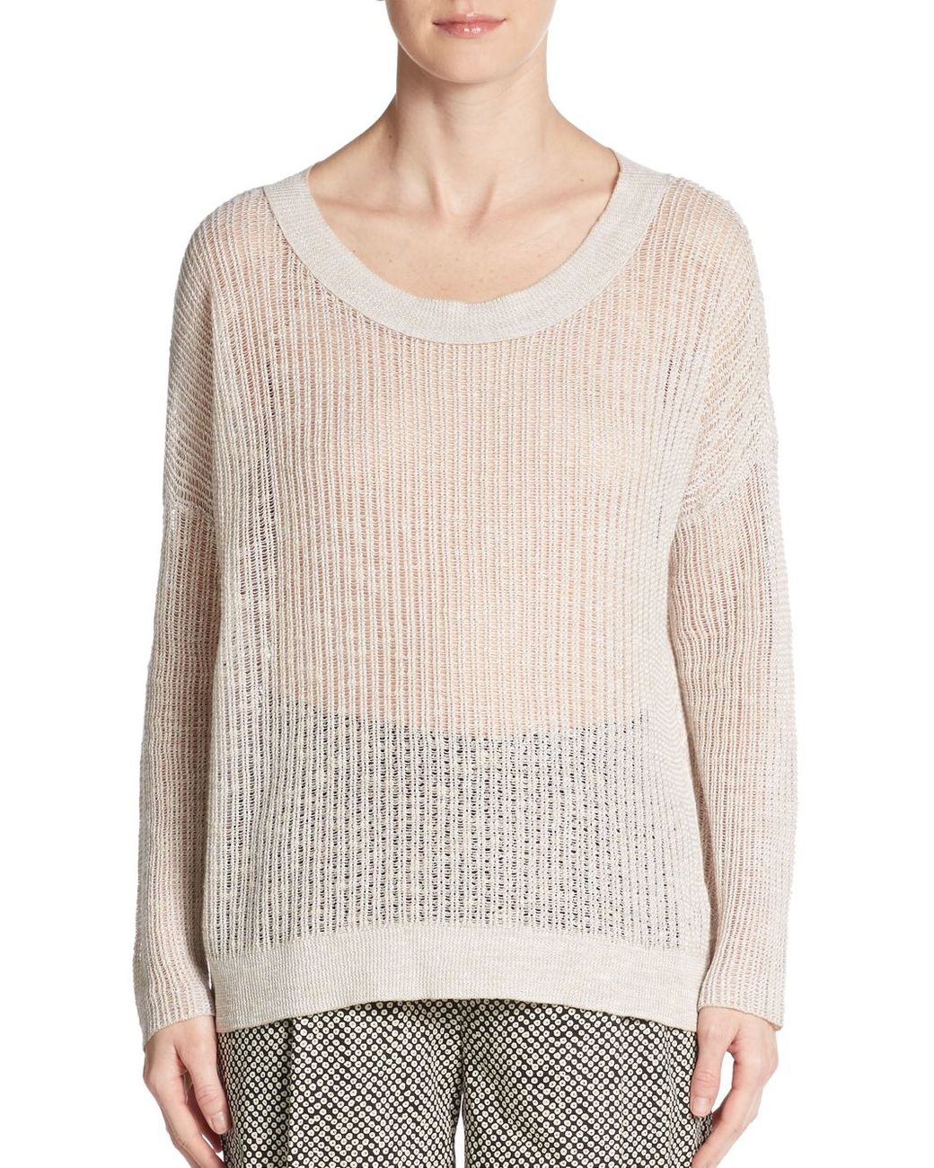Eileen Fisher Womens Petites Organic Cotton Knit Sweater 