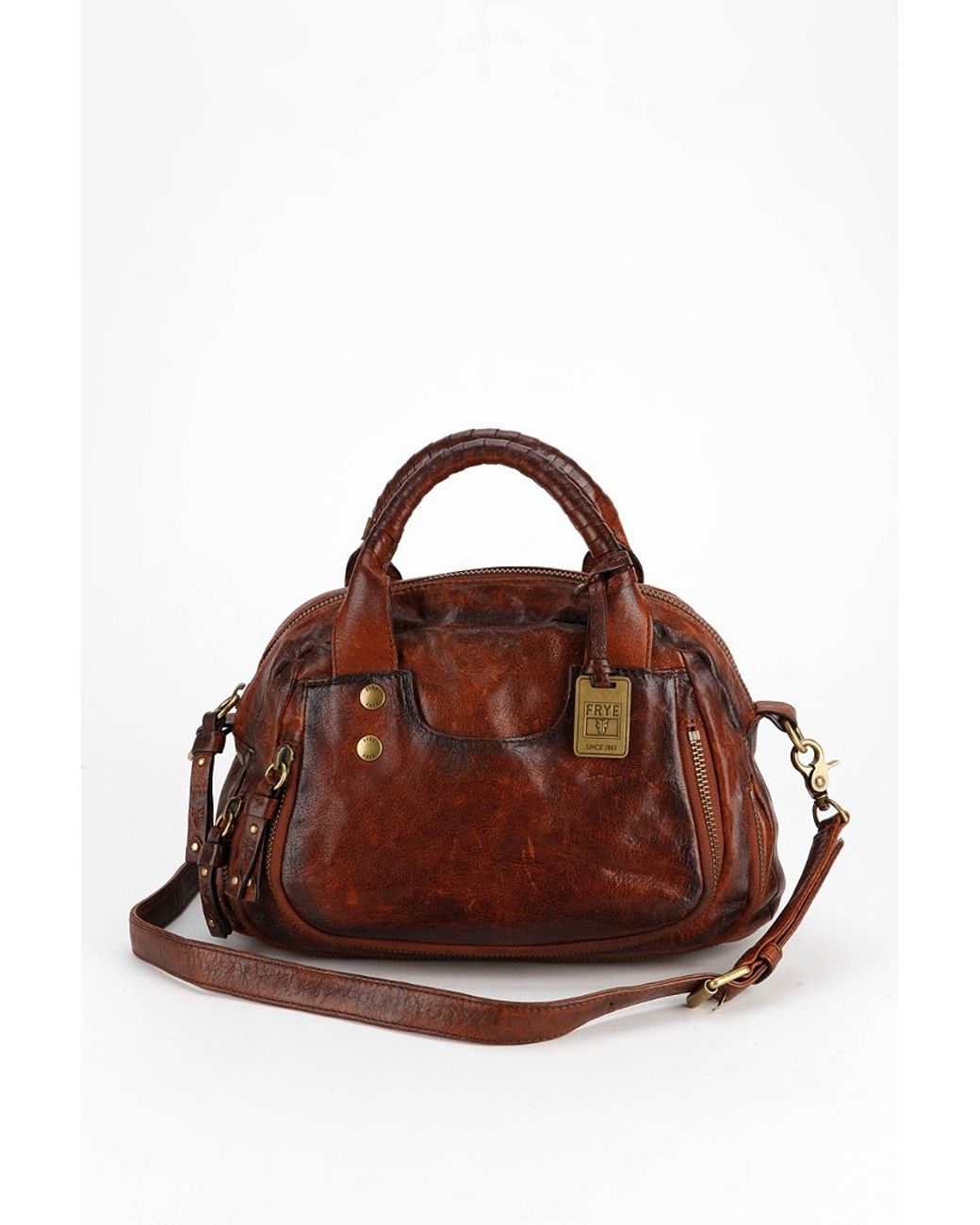Frye Elaine Vintage Leather Satchel Bag in Brown | Lyst