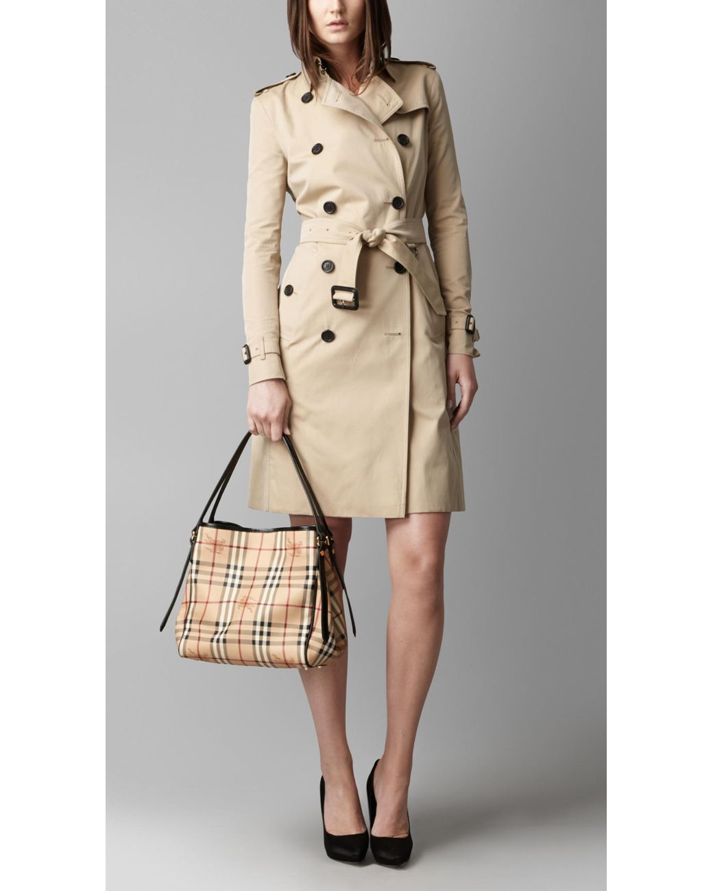 Burberry The Small Canter In Haymarket Check in Natural | Lyst