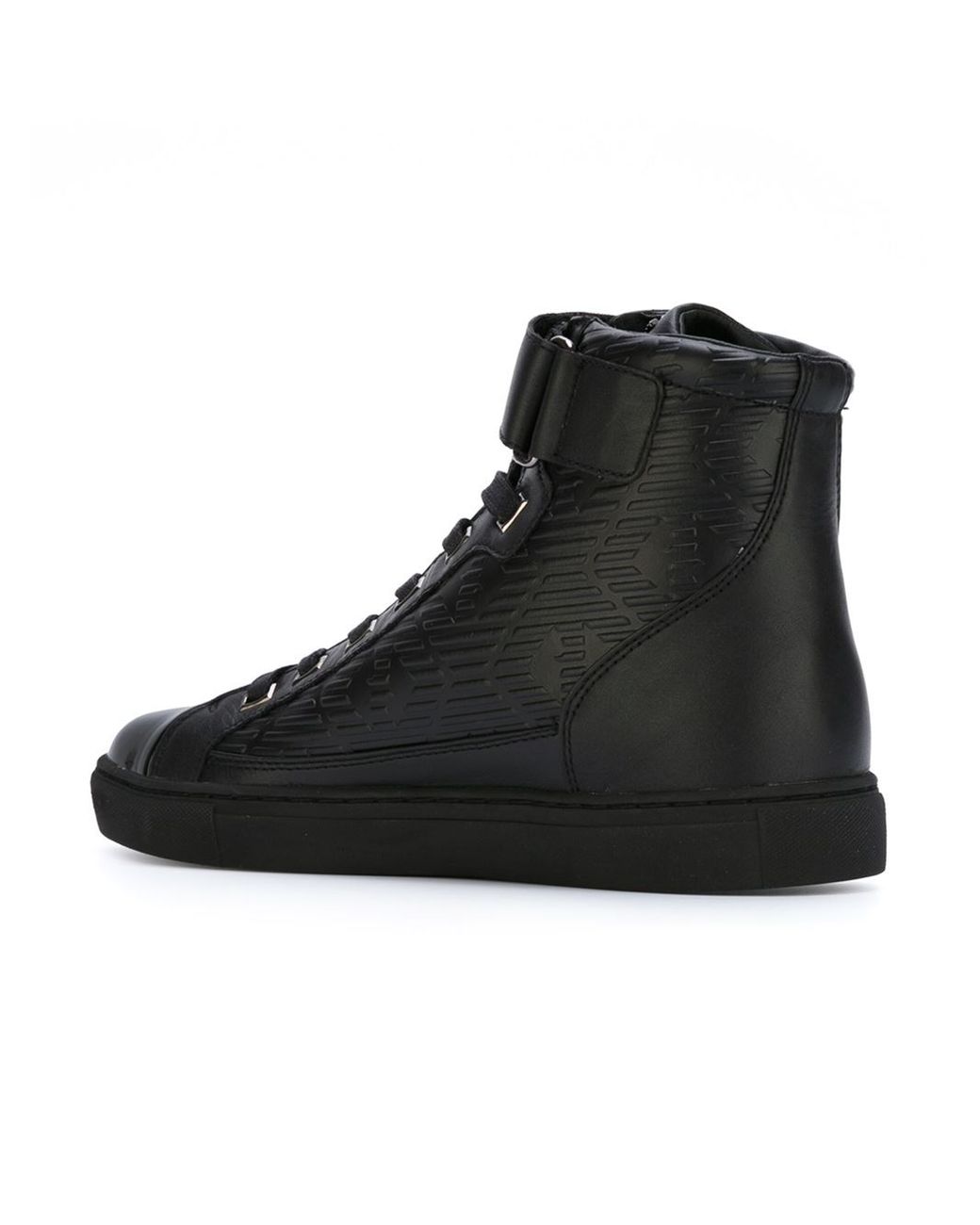 Armani Jeans Leather High-Top Sneakers in Black for Men | Lyst