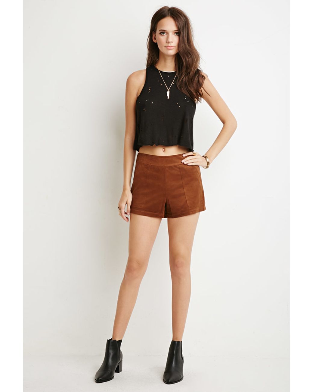 Forever 21 Faux Suede Shorts in Brown 