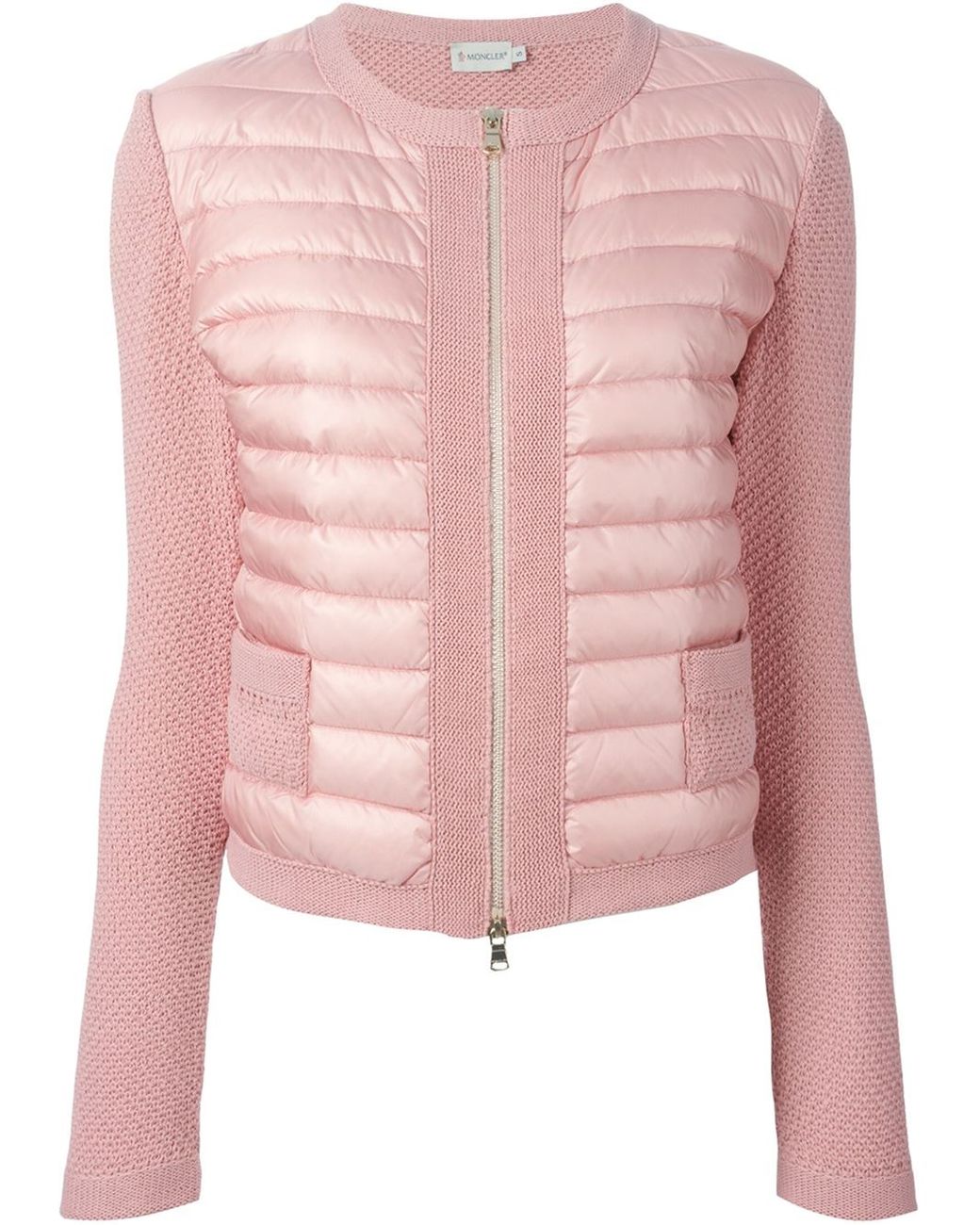 Moncler Padded Panel Cardigan in Pink | Lyst