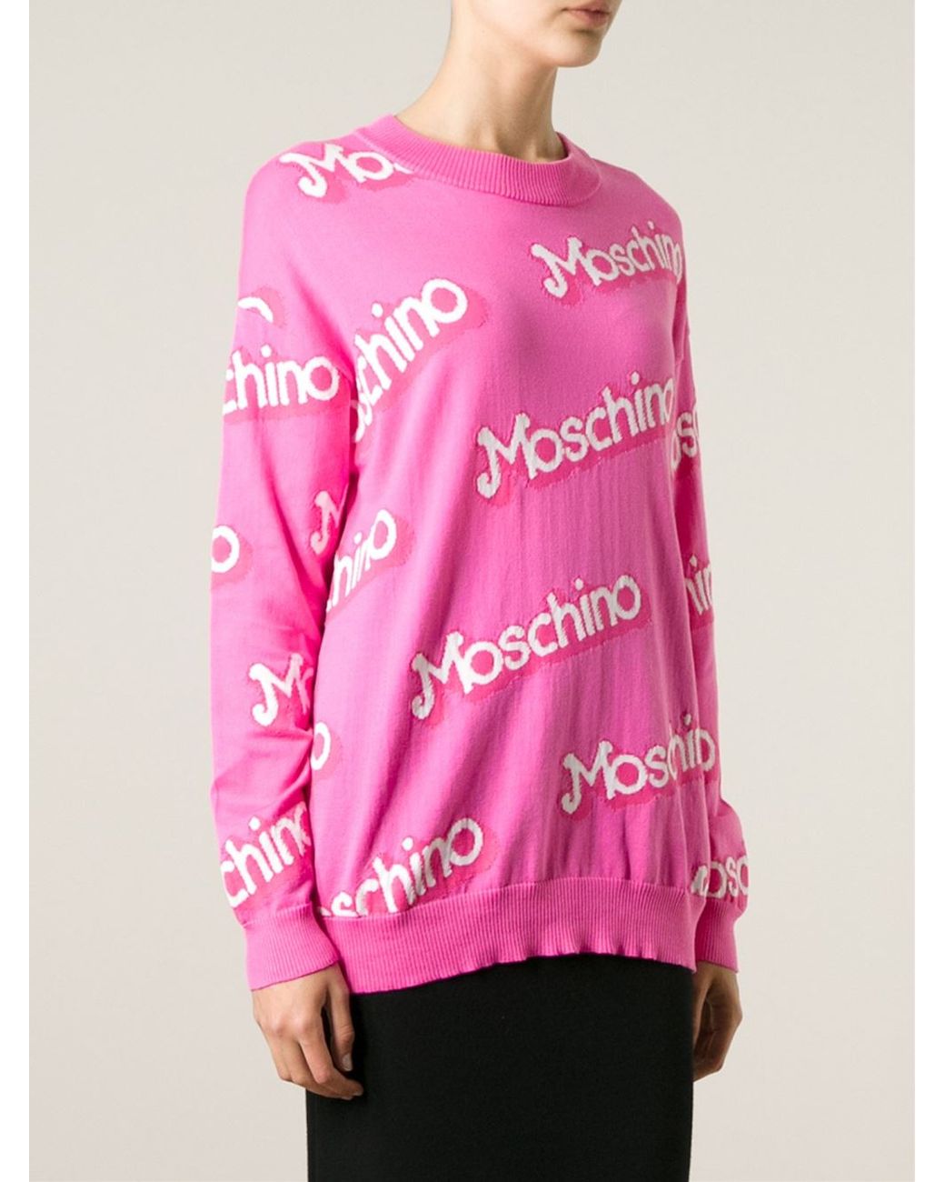 Moschino Logo Intarsia Sweater in Pink | Lyst