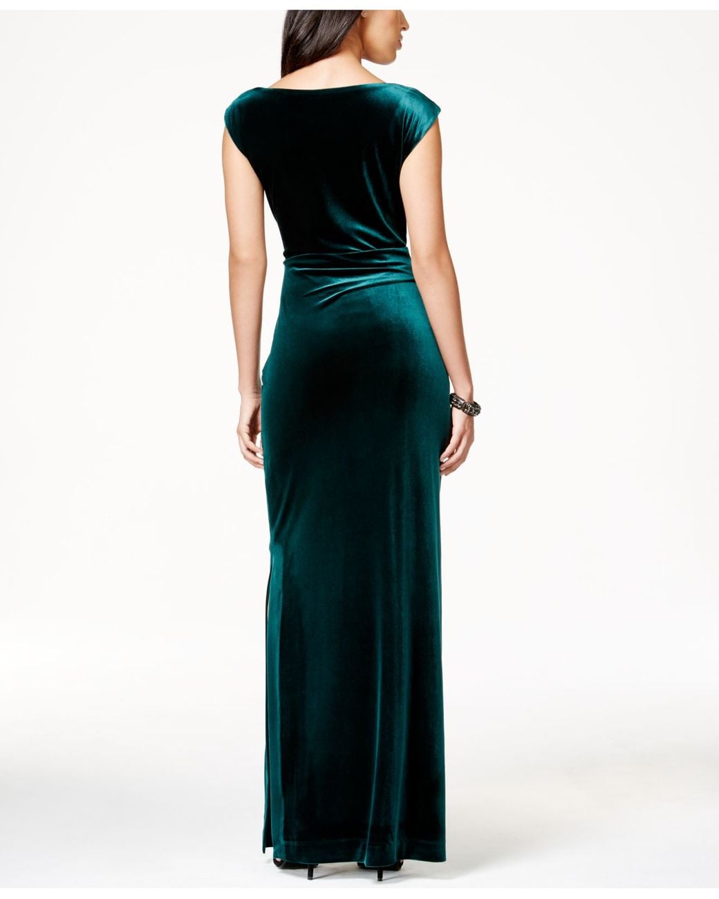 Vince Camuto Cowl-neck Velvet Gown in Green | Lyst